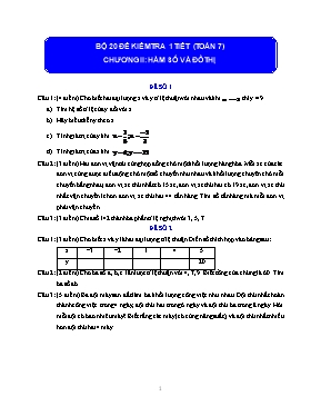 Bộ 4 đề kiểm tra 1 tiết (Toán 7) Chương II Hàm số và đồ thị